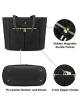 LOVEVOOK 2Pcs Diamond Quilted Tote Bag, 15.6" 17" 2176