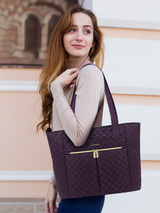 LOVEVOOK 2Pcs Diamond Quilted Tote Bag, 15.6" 17" 2176