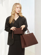 LOVEVOOK 2Pcs Leather Office Laptop Tote Bag, 15.6" 17.3" 2231