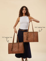 LOVEVOOK 2Pcs Vintage Leather Laptop Tote, 15.6" 17.3" 2208