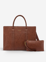 LOVEVOOK 2Pcs Vintage Leather Laptop Bag, 15.6" 17.3" 3063