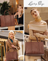 LOVEVOOK 2Pcs Vintage Leather Laptop Bag, 15.6" 17.3" 3063