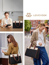 LOVEVOOK 2Pcs Quilted Work Tote Bag, 15.6" 17.3" 3104