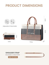 LOVEVOOK 2Pcs Elegant Colorblock Tote Bag, 15.6" 3123