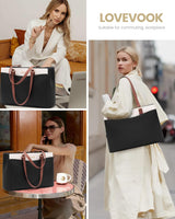 LOVEVOOK Leather Laptop Tote Bag, 15.6" 17.3" 4191