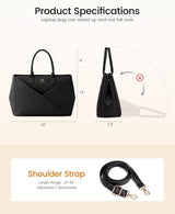 LOVEVOOK PU Leather Work Bag, 15.6" 17.3" 4447