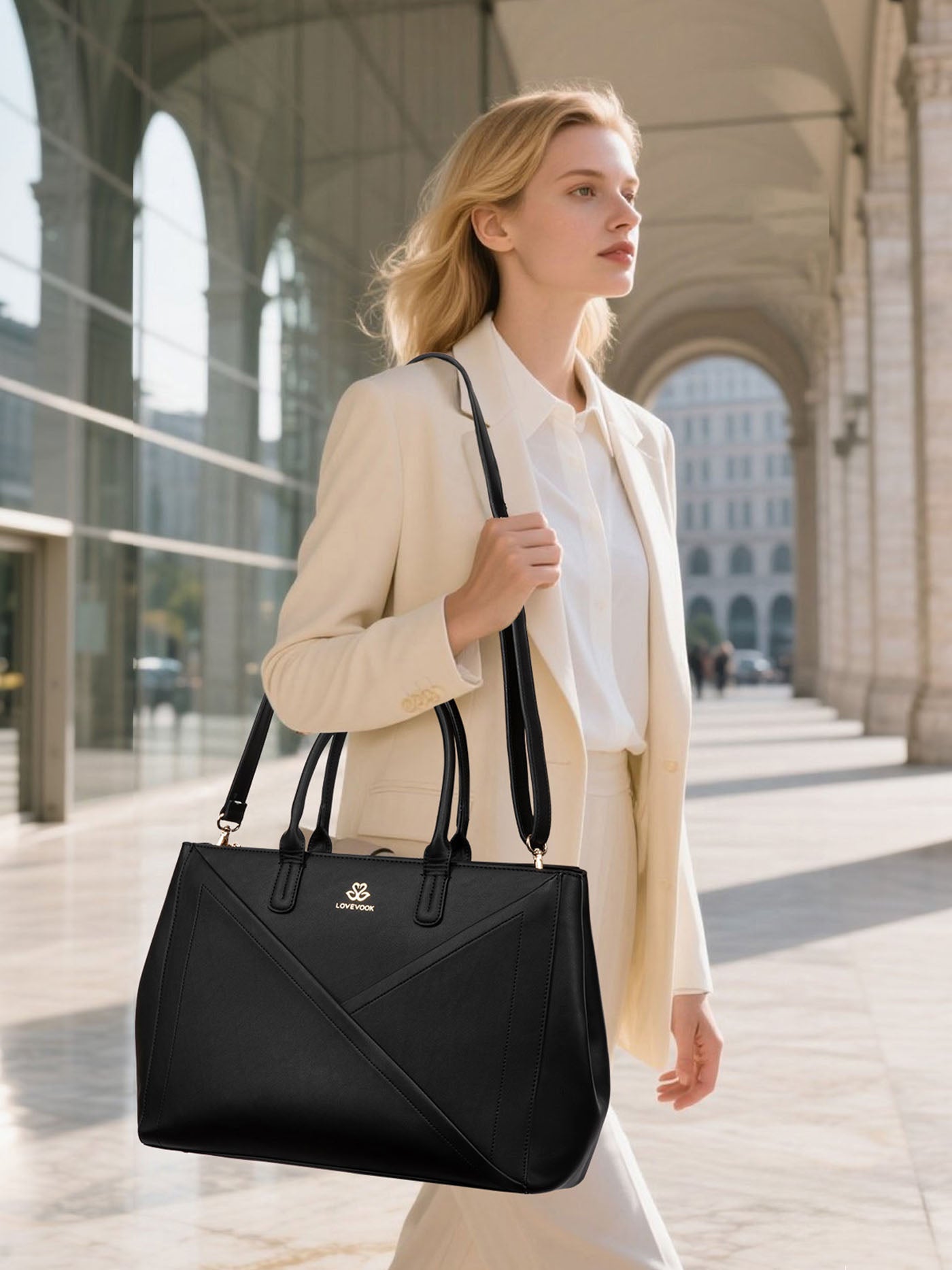 LOVEVOOK PU Leather Work Bag, 15.6" 17.3" 4447