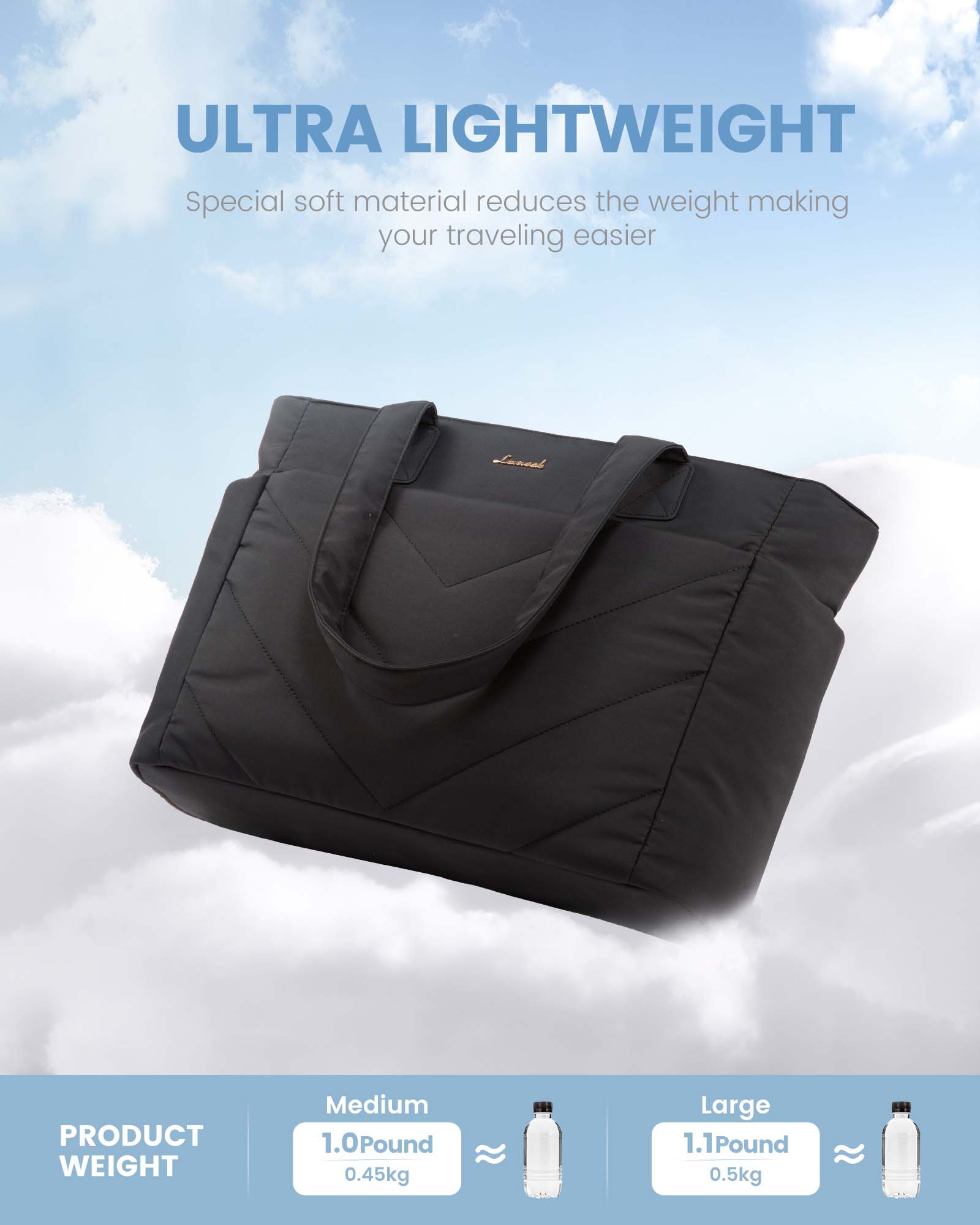 LOVEVOOK 2Pcs Lightweight Puffy Tote Bag 4291