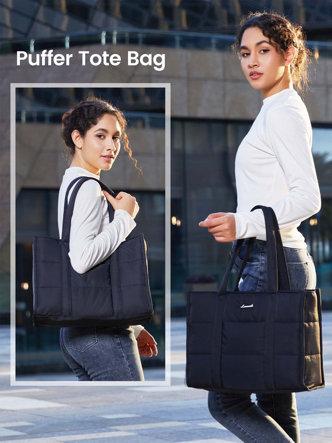 LOVEVOOK Puffer Tote Bag, 15.6" 17" 4233