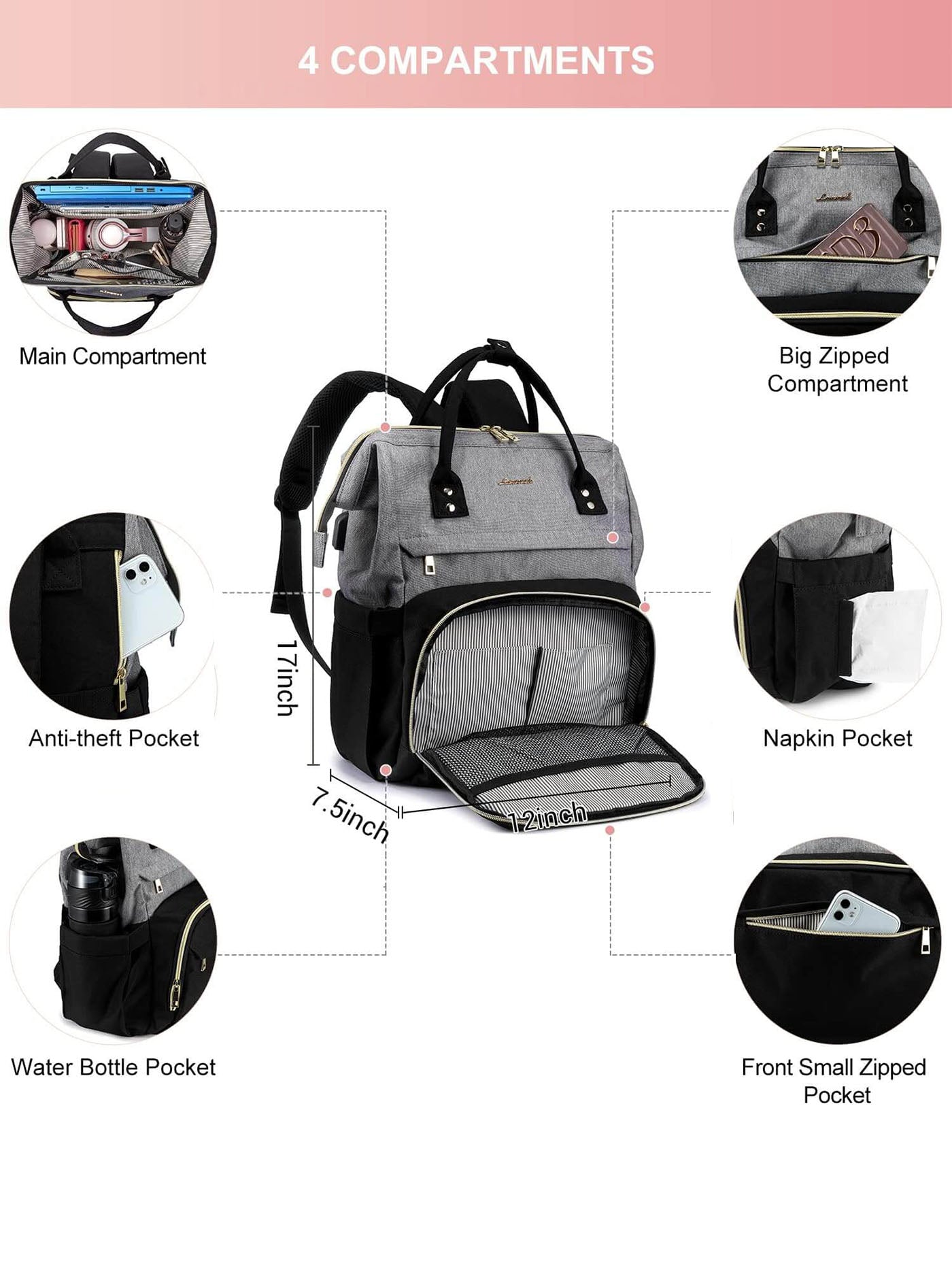 LOVEVOOK Viola V Laptop Backpack, 15.6" 17" 1577