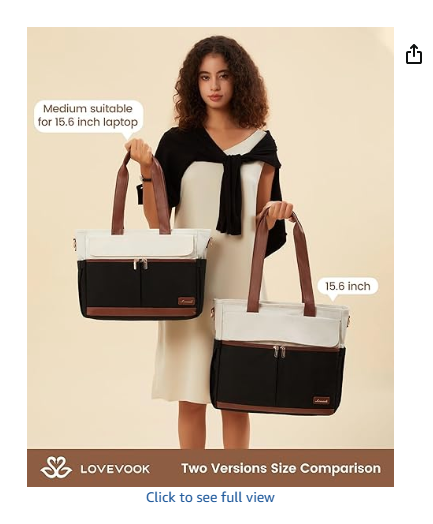 LOVEVOOK Canvas Laptop Tote Bag, 15.6" 3140
