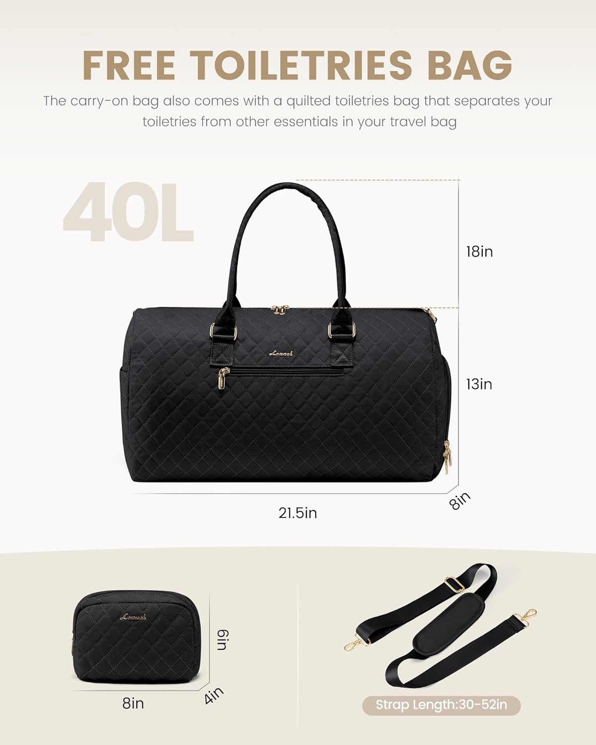 LOVEVOOK 2Pcs Duffel Bag with Toiletry Bag 1972