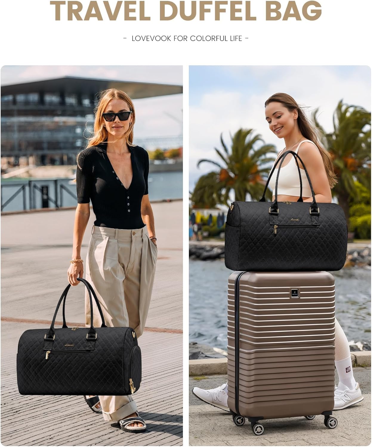 LOVEVOOK 2Pcs Duffel Bag with Toiletry Bag 1972