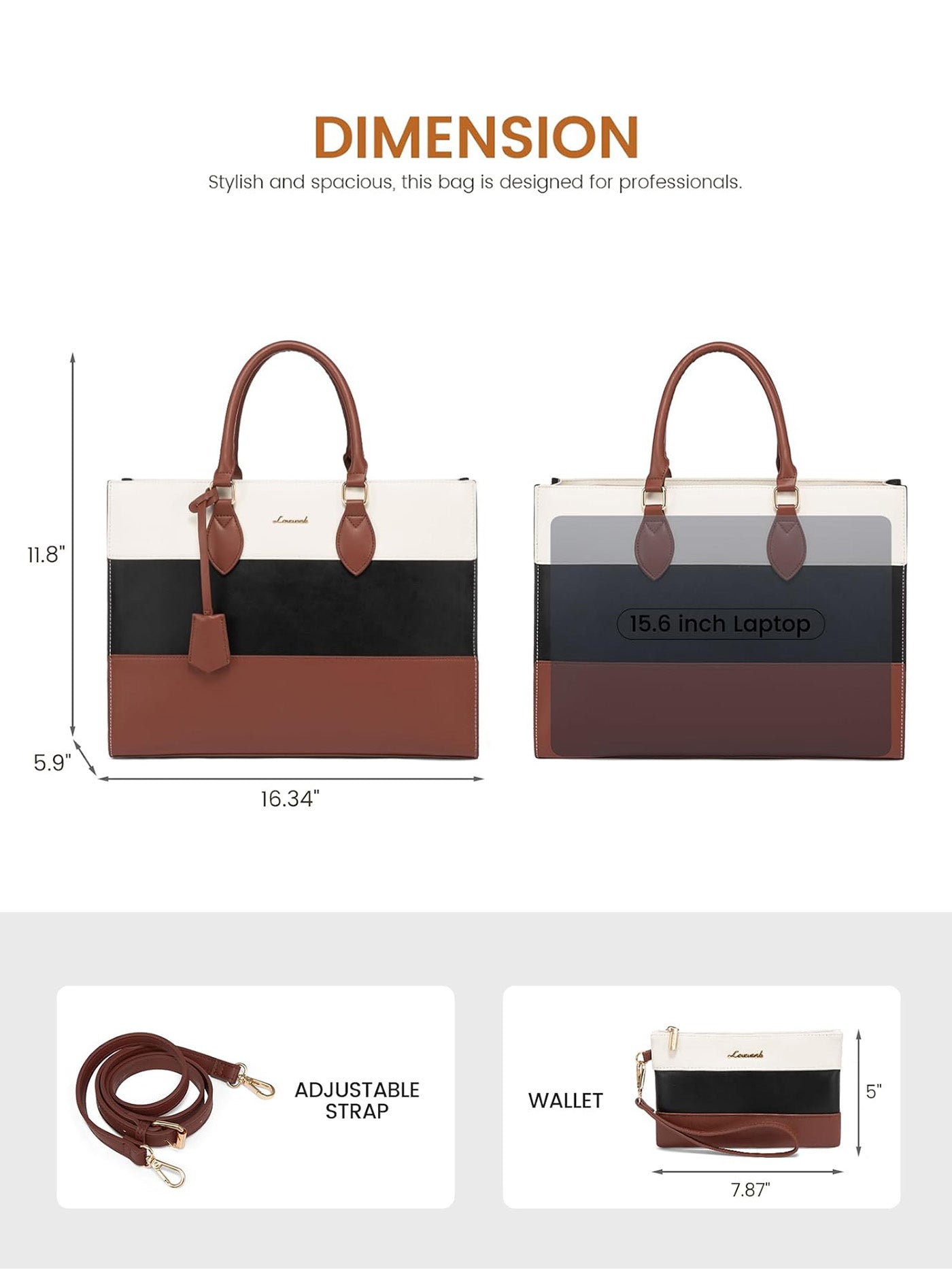 LOVEVOOK 2Pcs Colorblock Laptop Tote Bag, 15.6" 17.3" 3024