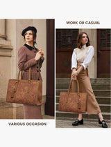 LOVEVOOK 2Pcs Vintage Leather Laptop Tote, 15.6" 17.3" 2208