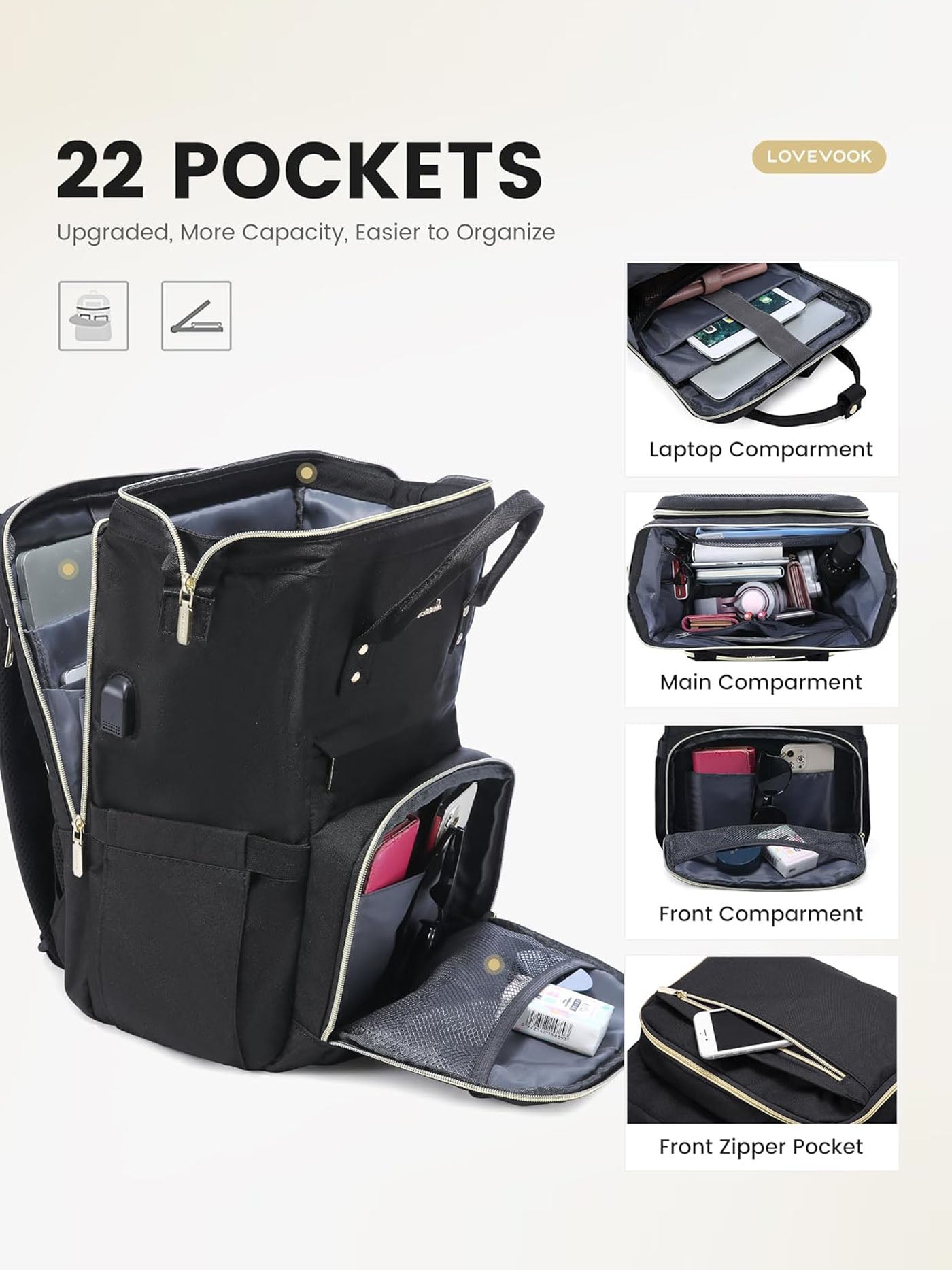 LOVEVOOK Viola Ⅱ Laptop Backpack with Separate Laptop Compartment, 15.6" 17" 1469