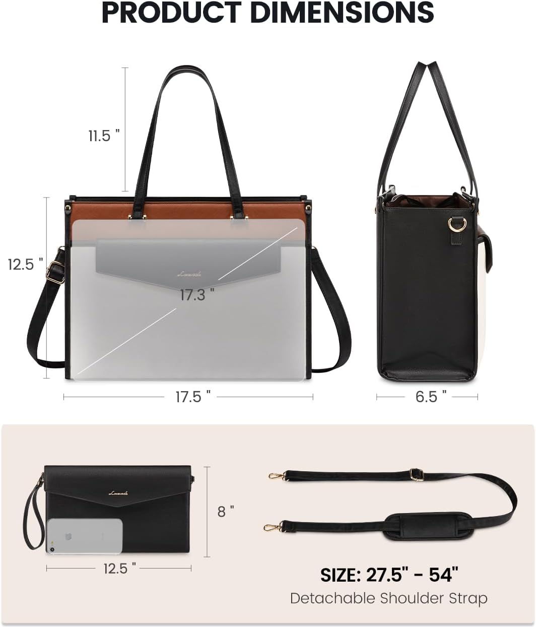 LOVEVOOK 2-in-1 Laptop Tote, 15.6" 17.3" 31520
