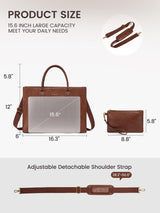 LOVEVOOK 2Pcs Vintage Leather Laptop Bag, 15.6" 17.3" 3063
