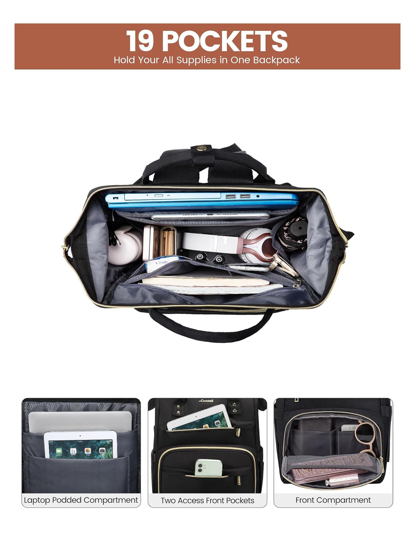 LOVEVOOK Viola I Laptop Backpack, 14"-17" 1469