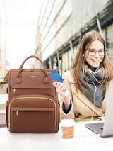 LOVEVOOK Leather Laptop Backpack, 15.6"-18" 175018