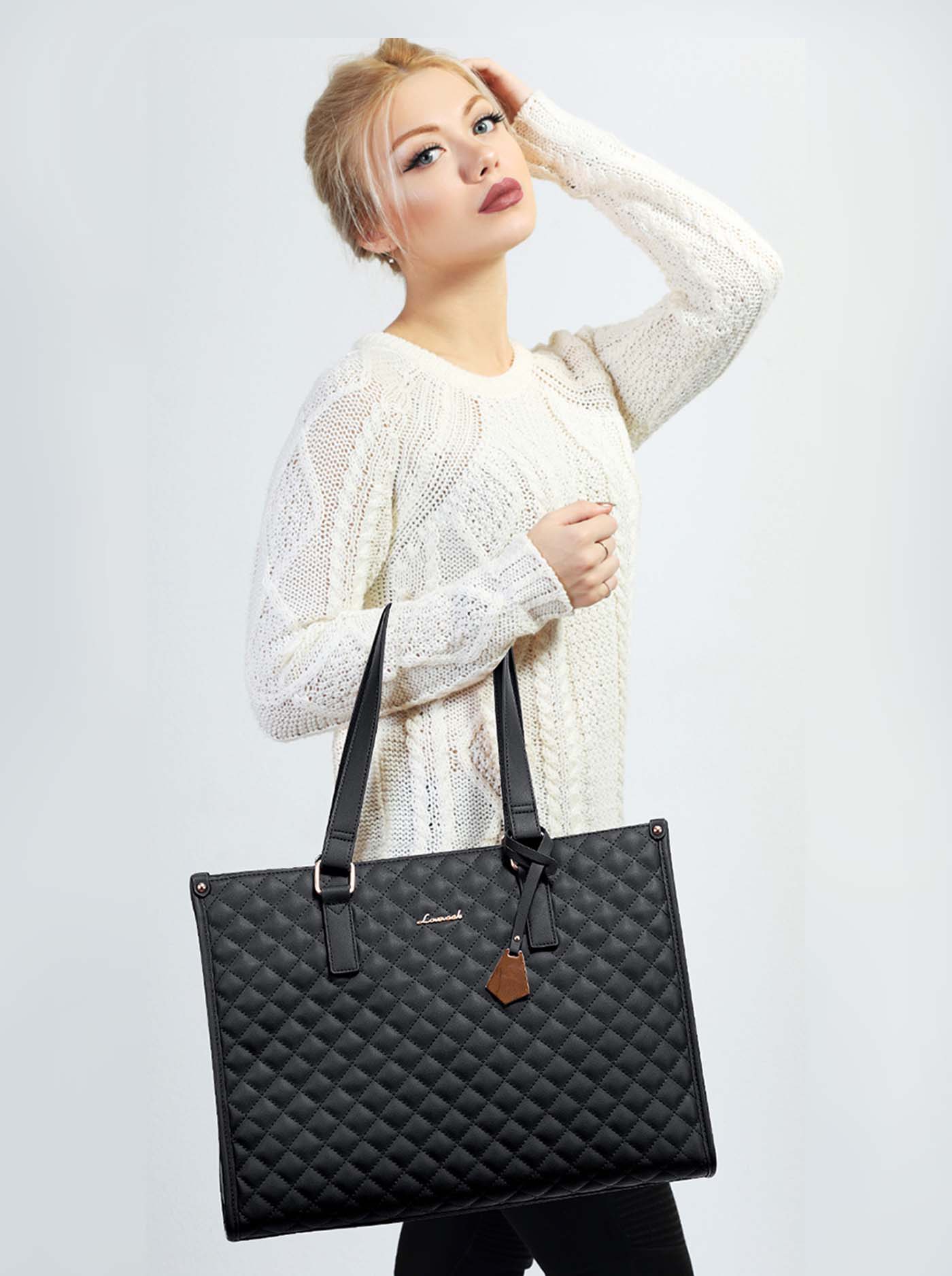 LOVEVOOK 2Pcs Lunch Tote Shoulder Bag, 15.6" 2033