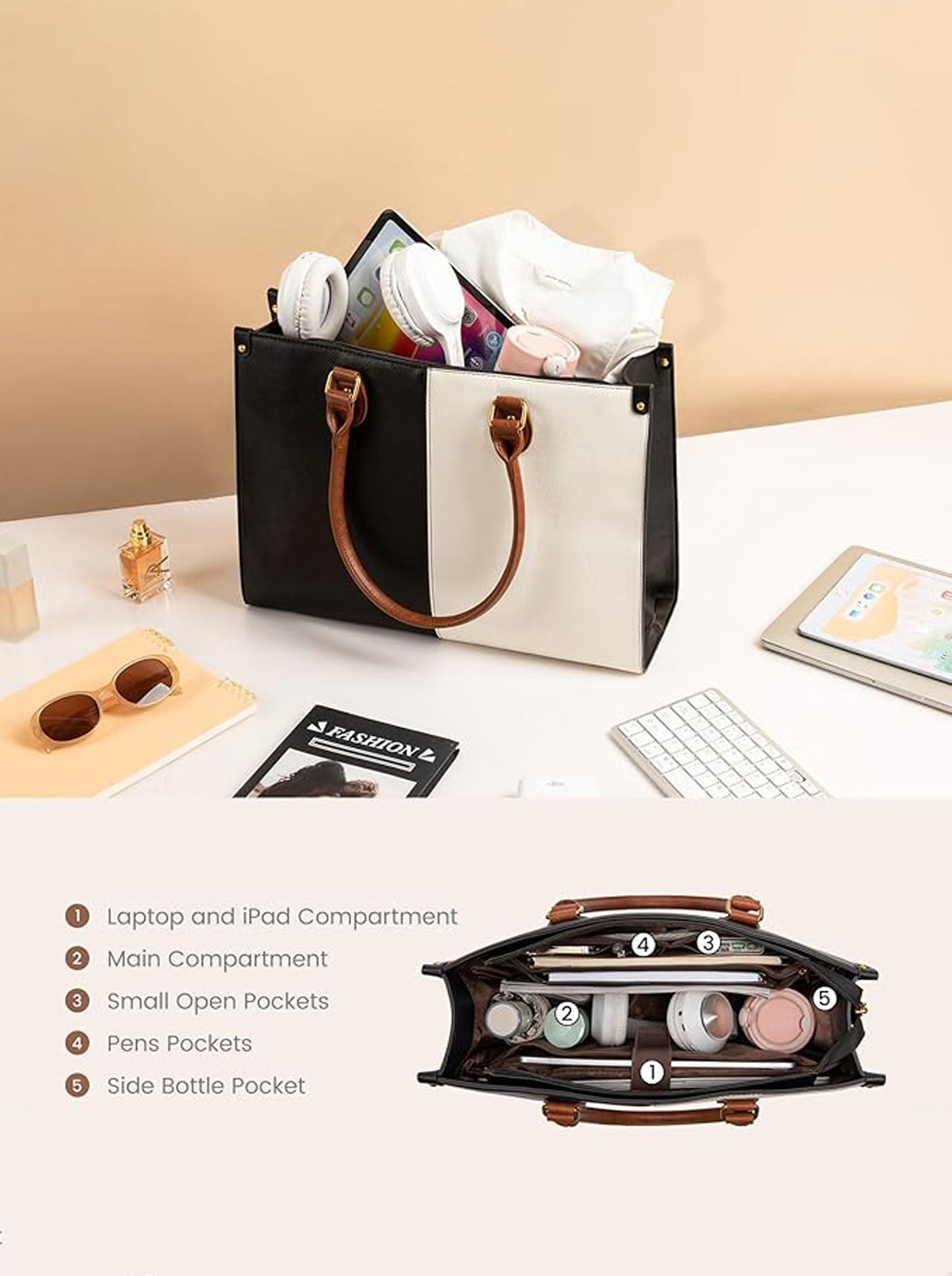 LOVEVOOK 2Pcs Vintage Leather Laptop Bag, 15.6" 2035