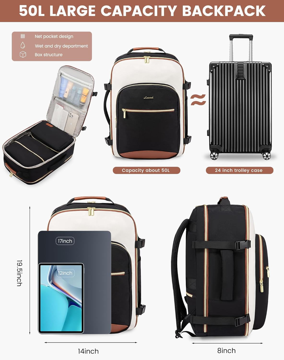 LOVEVOOK 4Pcs Large Travel Backpack,  17.3 " 18.5 " 2141