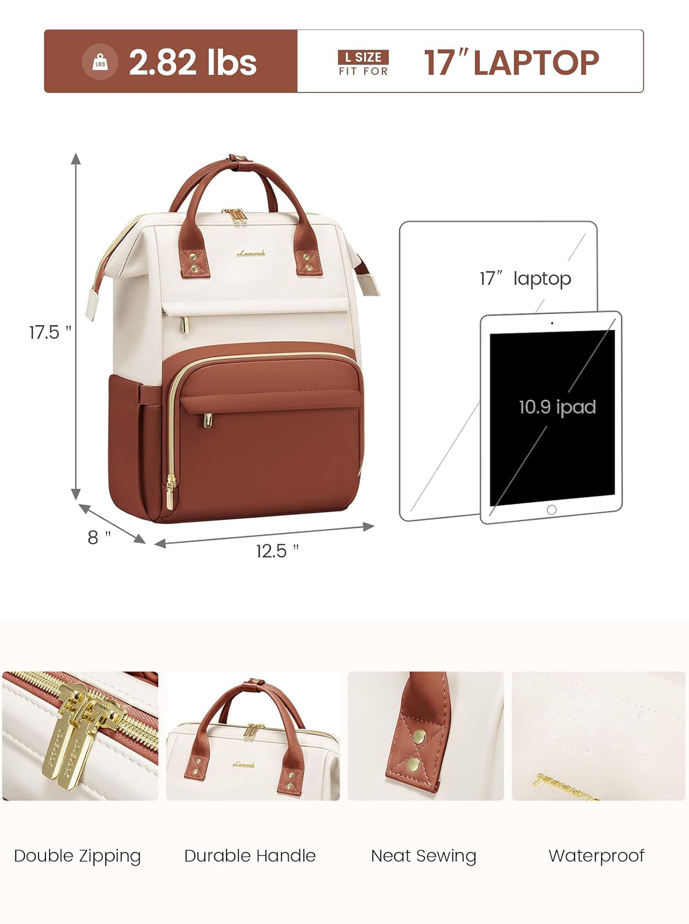 LOVEVOOK Leather Laptop Backpack, 15.6" 17" 22171