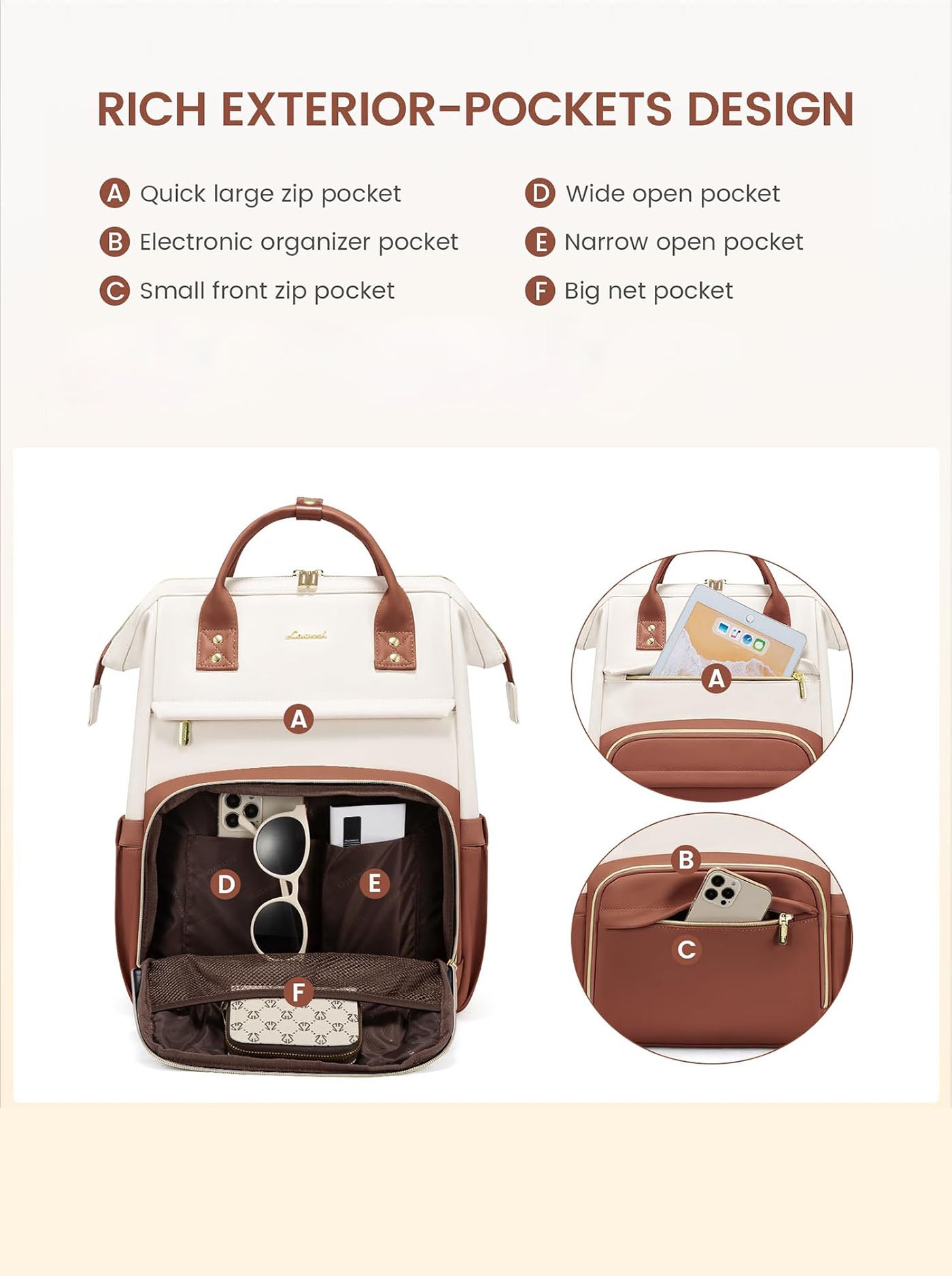 LOVEVOOK Leather Laptop Backpack, 15.6" 17" 22171