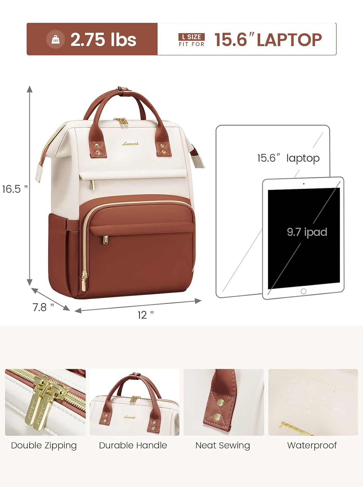 LOVEVOOK Leather Laptop Backpack, 15.6" 17" 22171