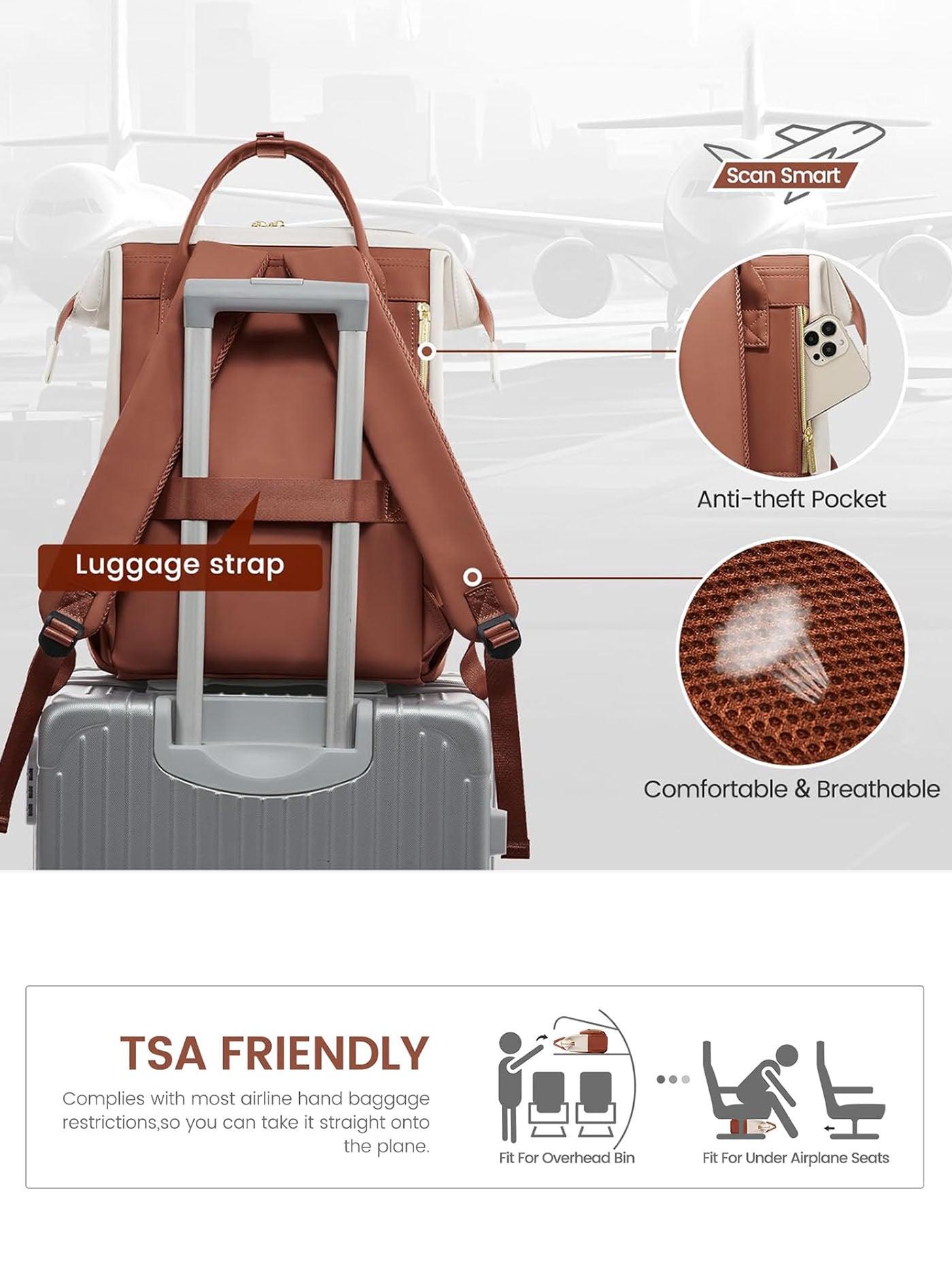 LOVEVOOK Leather Laptop Backpack, 15.6" 17" 22171