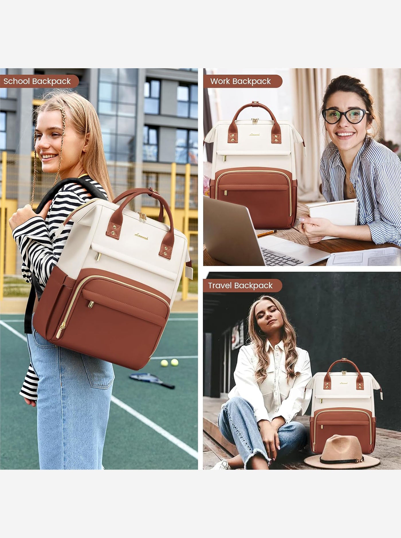 LOVEVOOK Leather Laptop Backpack, 15.6" 17" 22171