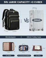 LOVEVOOK 4Pcs Plain Color Travel Backpack, 40L/50L 22210