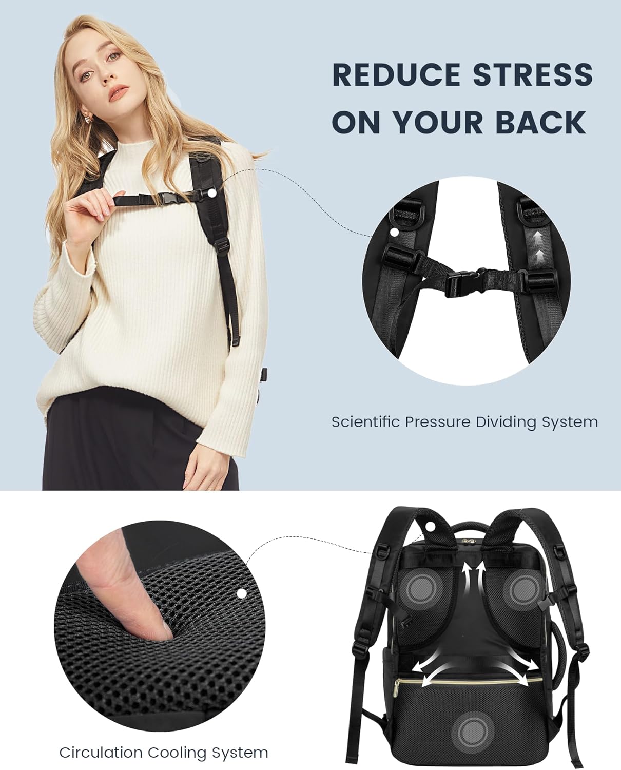 LOVEVOOK 4Pcs Plain Color Travel Backpack, 40L/50L 22210