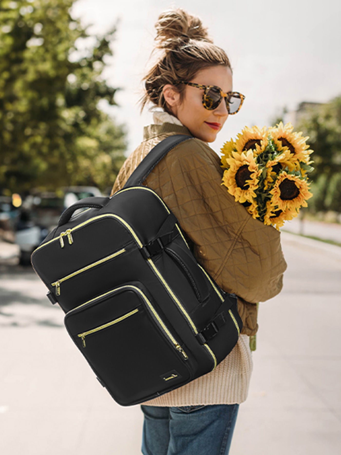 LOVEVOOK 4Pcs Plain Color Travel Backpack, 40L/50L 22210
