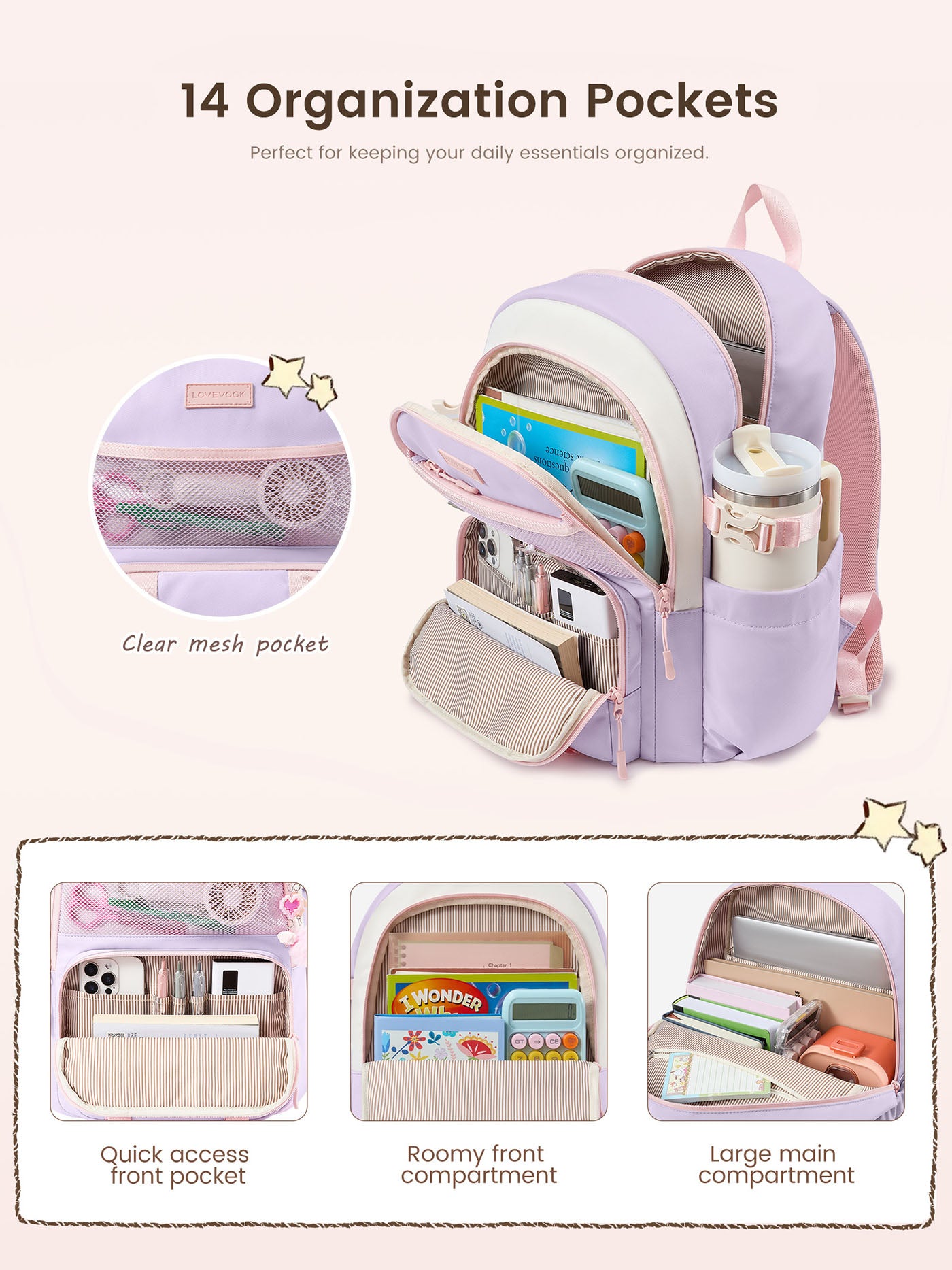 LOVEVOOK School Laptop Backpack, 5591 15.6" 17.3" 5591