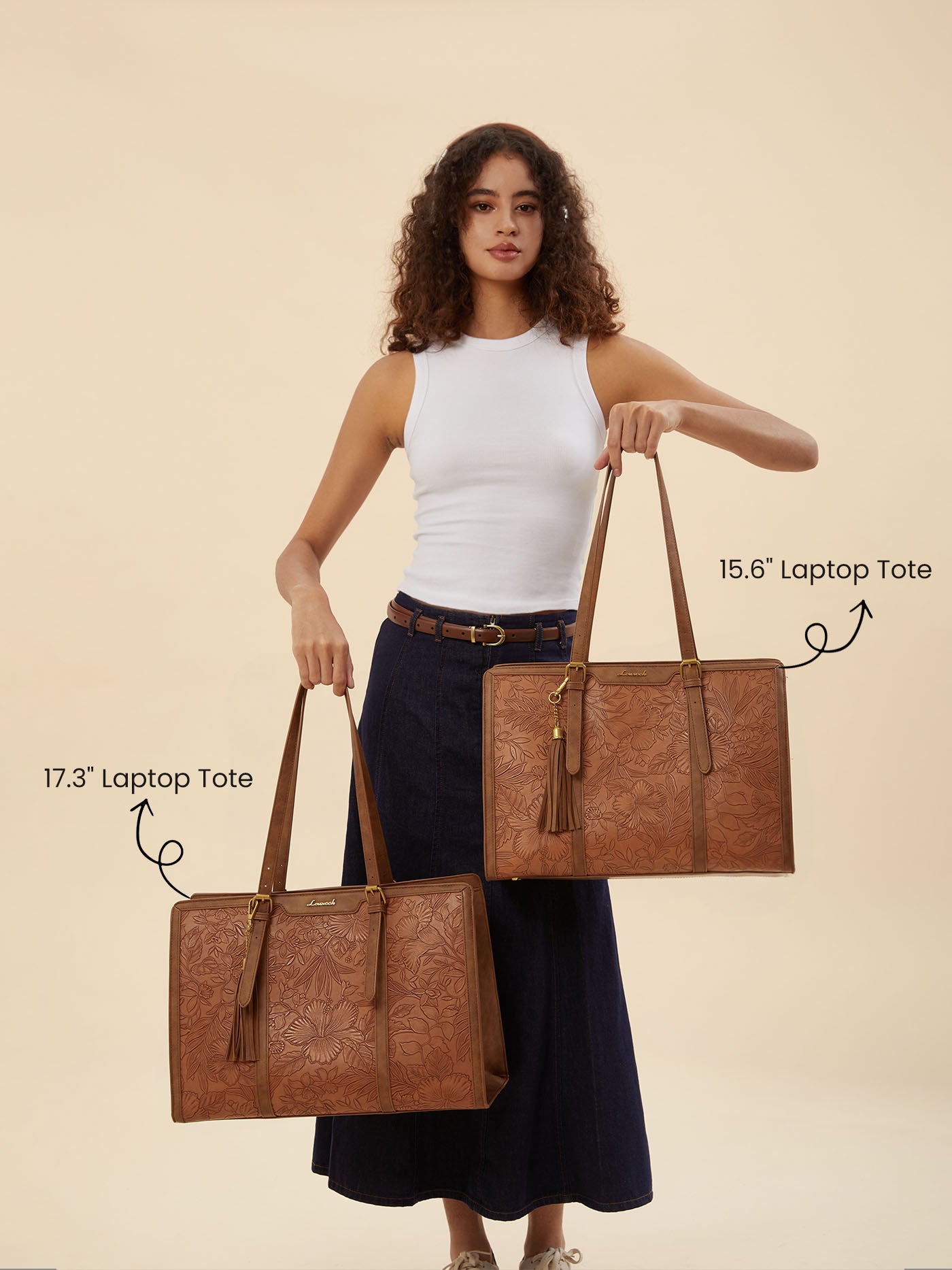 LOVEVOOK 2Pcs Vintage Leather Laptop Tote, 15.6" 17.3" 2208