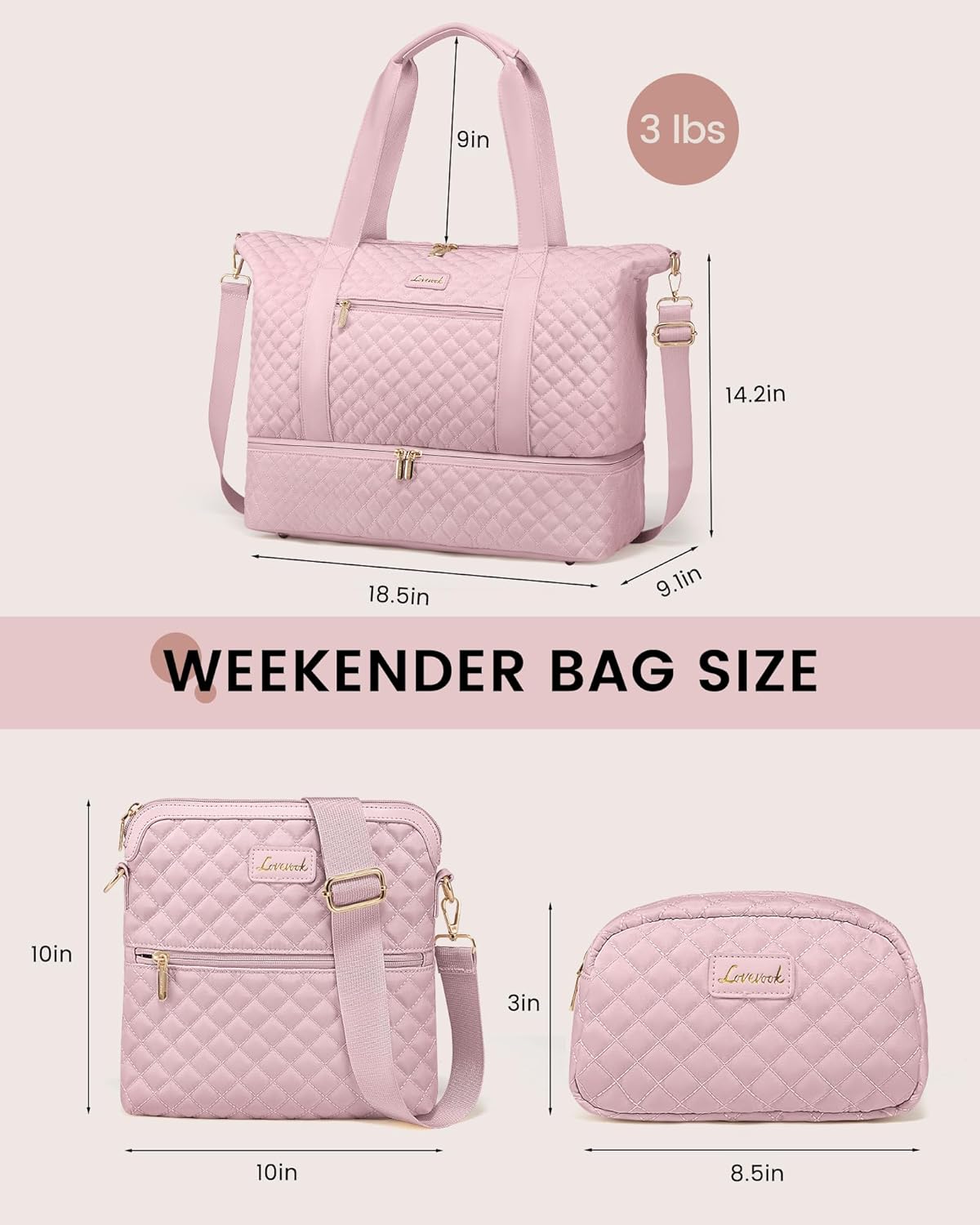 LOVEVOOK 3Pcs Visby Duffel Bag 3012