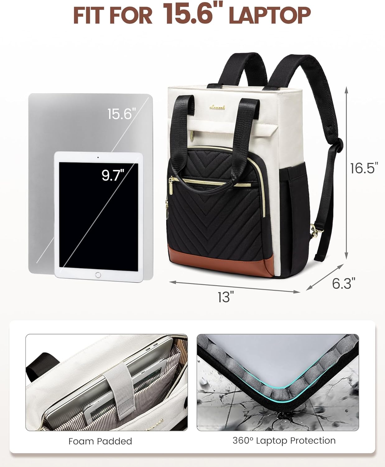 LOVEVOOK Wide Open Laptop Backpack, 15.6" 17.3" 2152