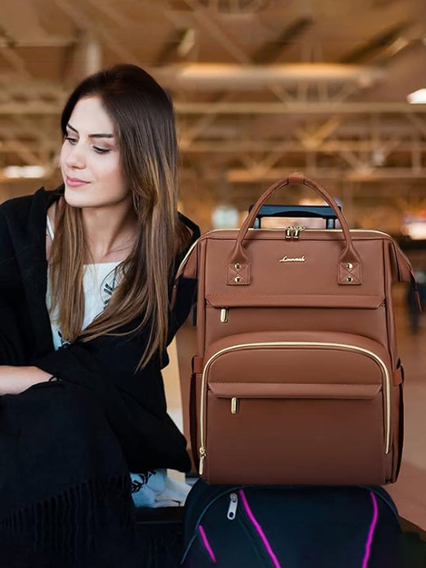 LOVEVOOK Leather Laptop Backpack, 15.6"-18" 175018