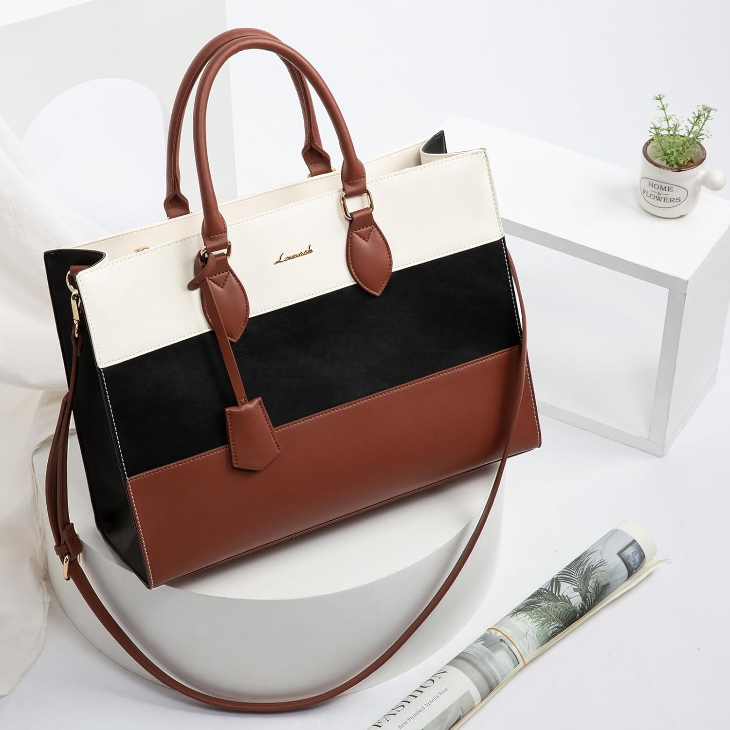 LOVEVOOK 2Pcs Colorblock Laptop Tote Bag, 15.6" 17.3" 3024