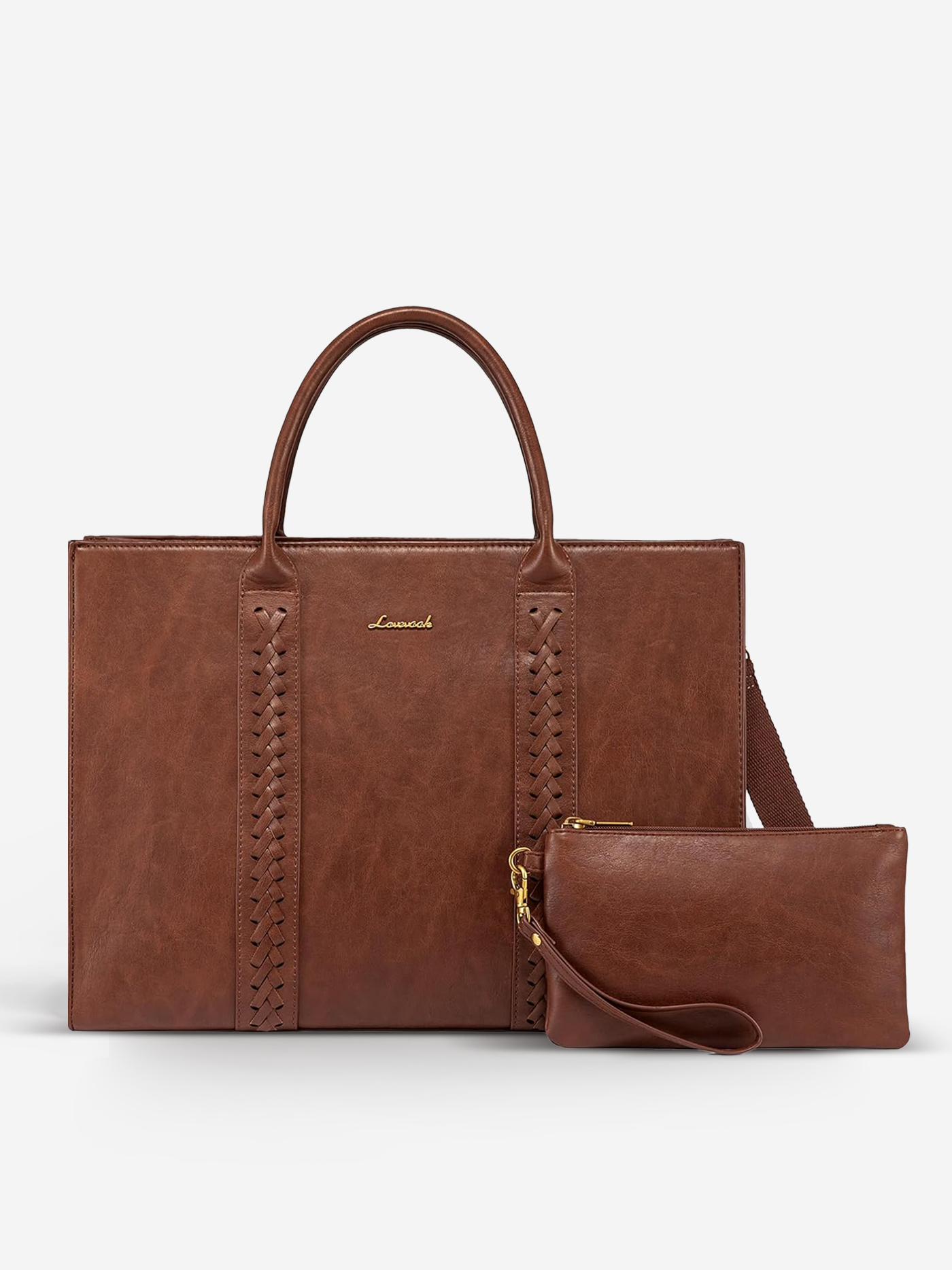 LOVEVOOK 2Pcs Vintage Leather Laptop Bag, 15.6" 17.3" 3063