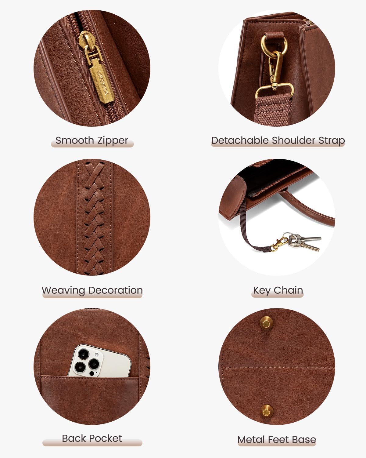 LOVEVOOK 2Pcs Vintage Leather Laptop Bag, 15.6" 17.3" 3063