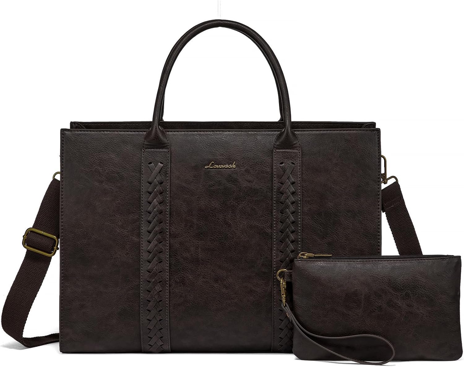 LOVEVOOK 2Pcs Vintage Leather Laptop Bag, 15.6" 17.3" 3063