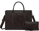LOVEVOOK 2Pcs Vintage Leather Laptop Bag, 15.6" 17.3" 3063