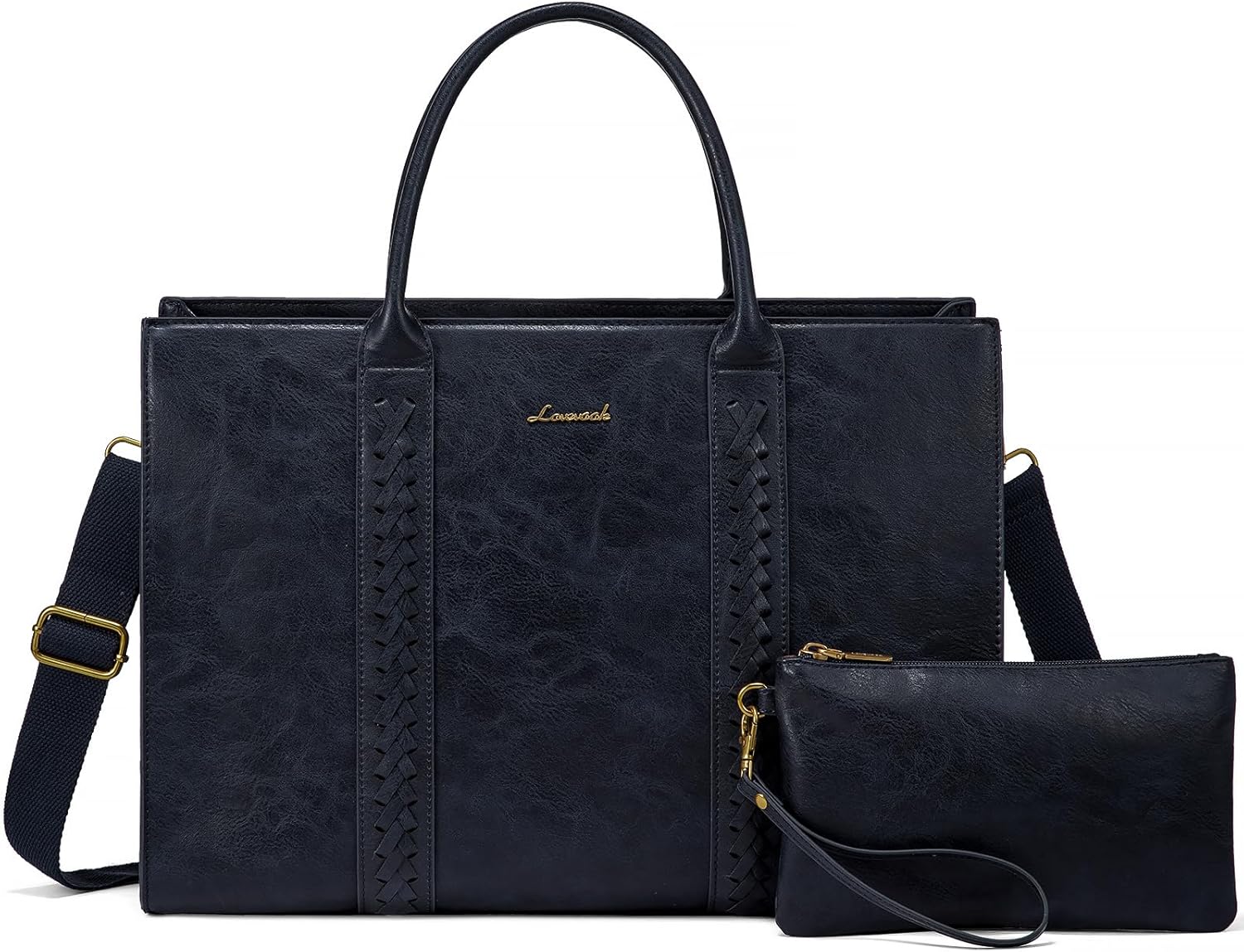 LOVEVOOK 2Pcs Vintage Leather Laptop Bag, 15.6" 17.3" 3063