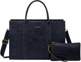 LOVEVOOK 2Pcs Vintage Leather Laptop Bag, 15.6" 17.3" 3063