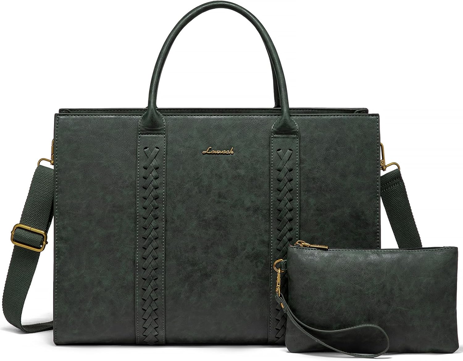 LOVEVOOK 2Pcs Vintage Leather Laptop Bag, 15.6" 17.3" 3063