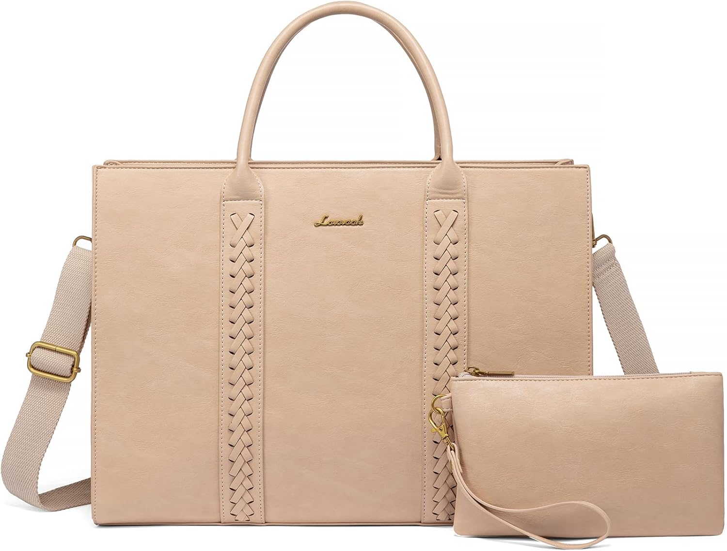 LOVEVOOK 2Pcs Vintage Leather Laptop Bag, 15.6" 17.3" 3063