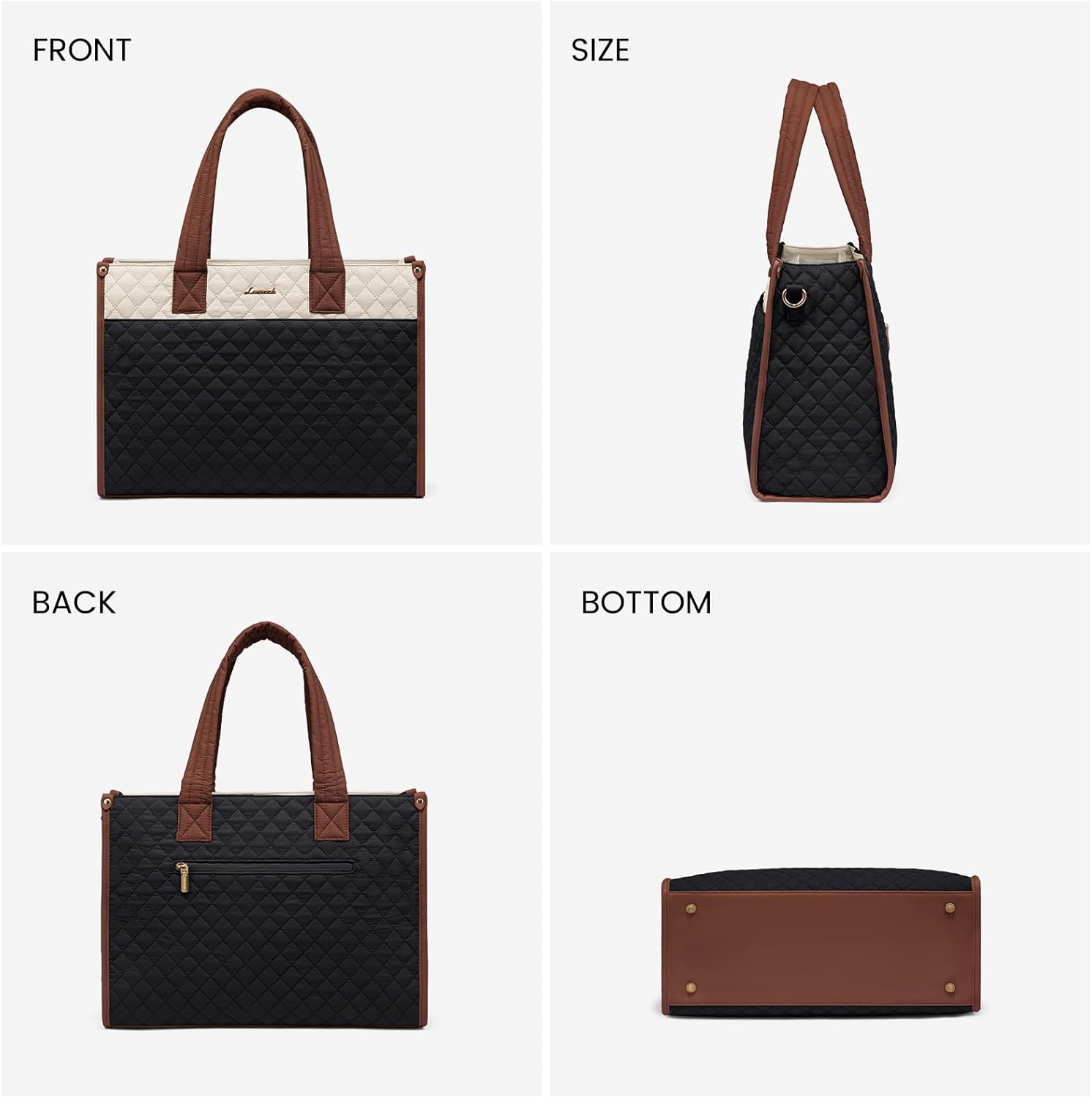LOVEVOOK 2Pcs Quilted Work Tote Bag, 15.6" 17.3" 3104